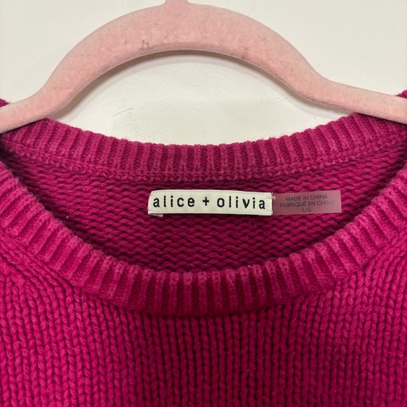 Alice & Olivia heavy knit raspberry sweater L - Picture 2 of 5